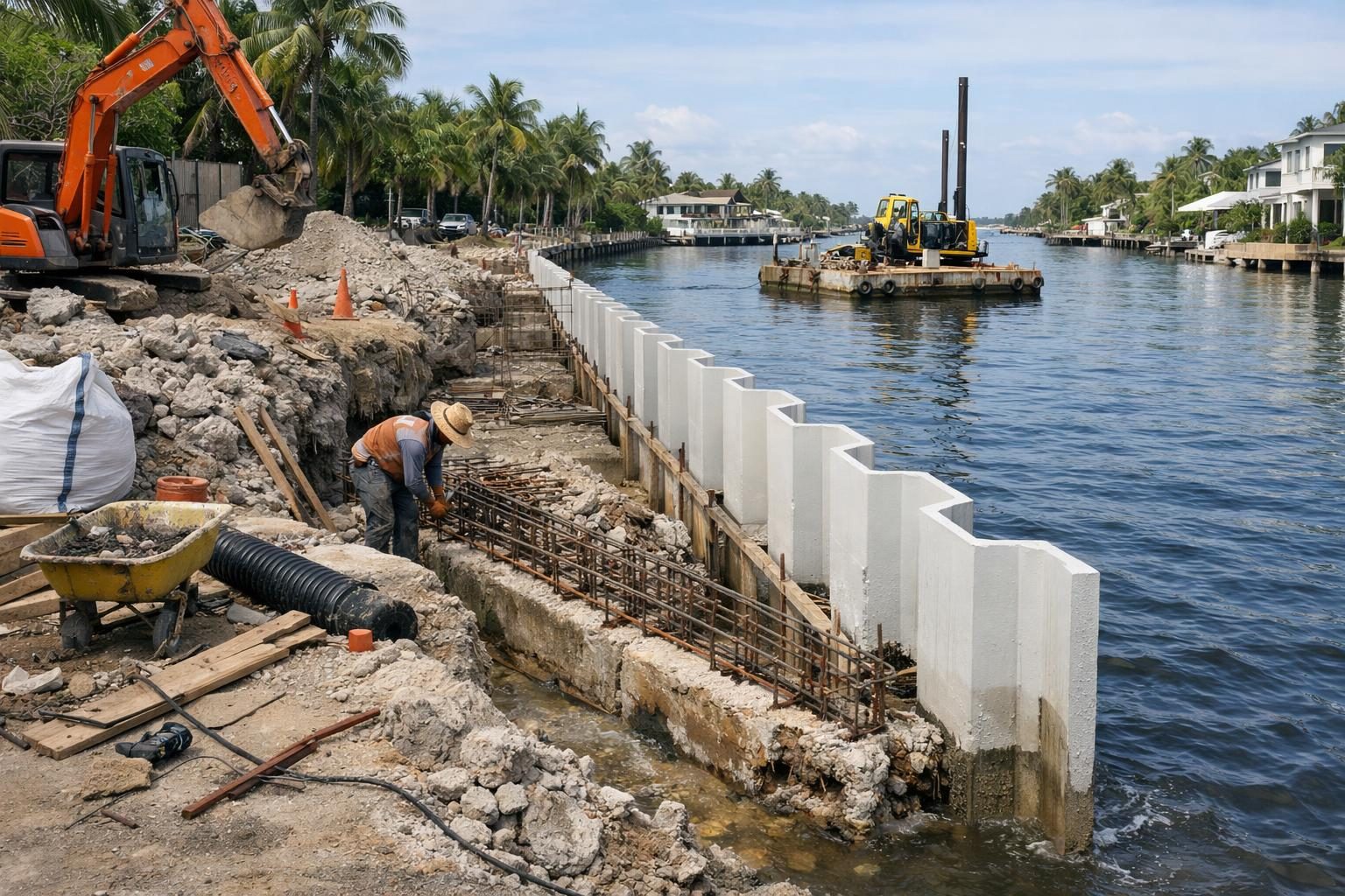 Stock photo: Seawall Repair